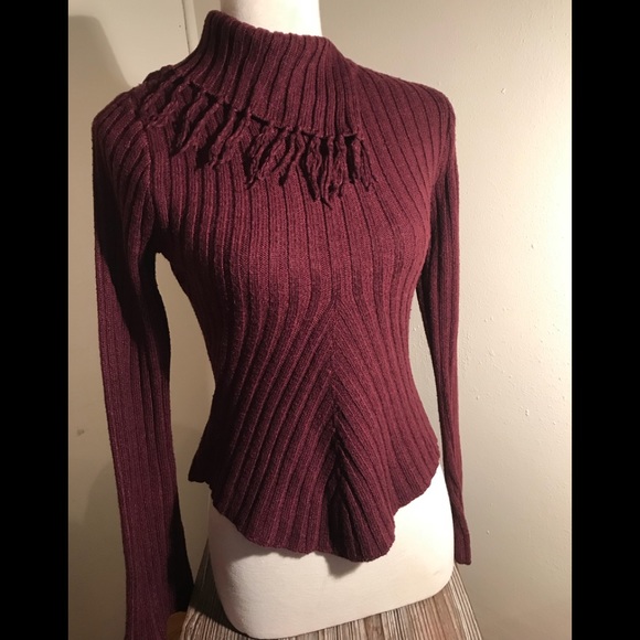 Moda International Belle Sleeve Cowl Neck Fringe Sweater- SZ S - Picture 1 of 8